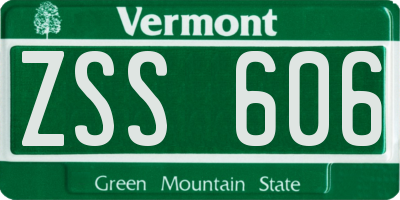 VT license plate ZSS606