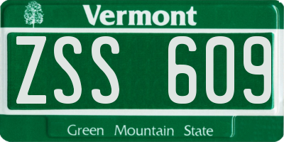 VT license plate ZSS609
