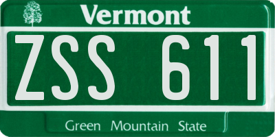 VT license plate ZSS611