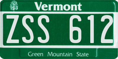 VT license plate ZSS612