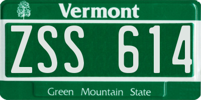 VT license plate ZSS614