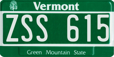 VT license plate ZSS615