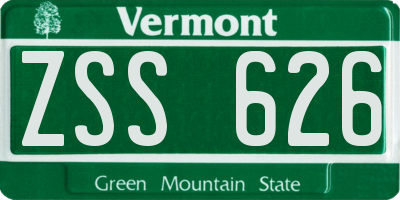 VT license plate ZSS626