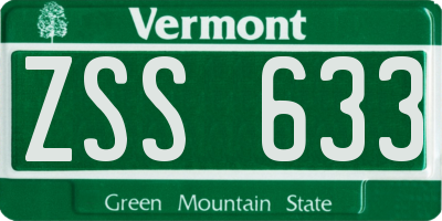 VT license plate ZSS633