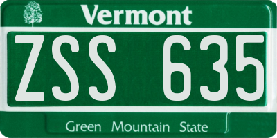 VT license plate ZSS635