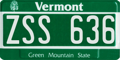 VT license plate ZSS636