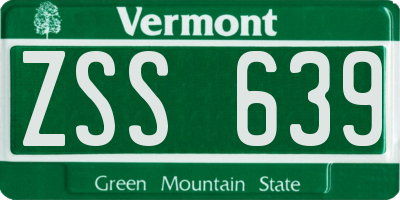 VT license plate ZSS639