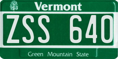 VT license plate ZSS640