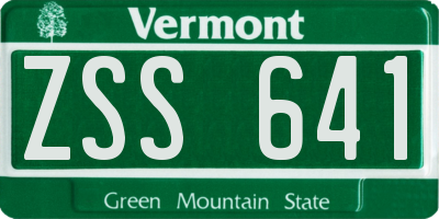 VT license plate ZSS641
