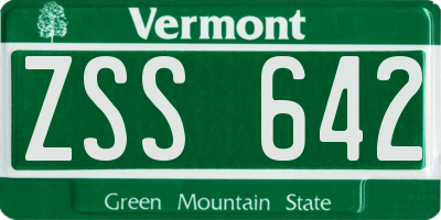 VT license plate ZSS642