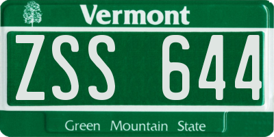 VT license plate ZSS644