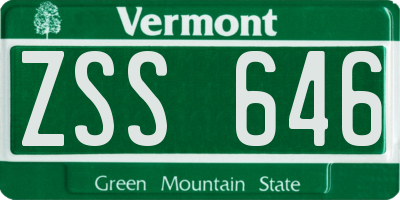 VT license plate ZSS646