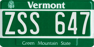 VT license plate ZSS647