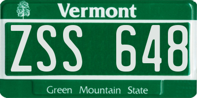 VT license plate ZSS648