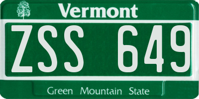 VT license plate ZSS649