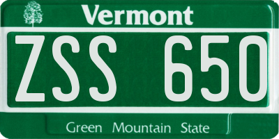 VT license plate ZSS650
