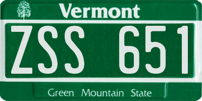 VT license plate ZSS651