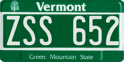 VT license plate ZSS652