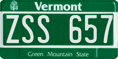 VT license plate ZSS657
