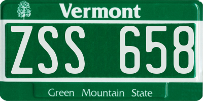 VT license plate ZSS658