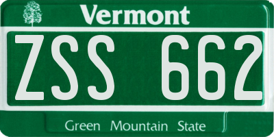 VT license plate ZSS662
