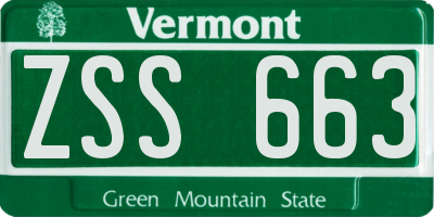 VT license plate ZSS663