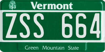 VT license plate ZSS664