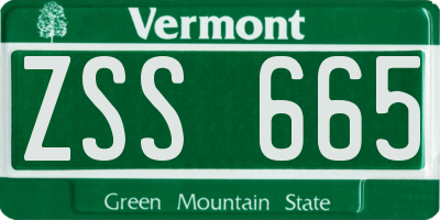 VT license plate ZSS665