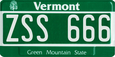 VT license plate ZSS666
