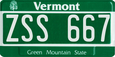 VT license plate ZSS667