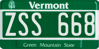 VT license plate ZSS668