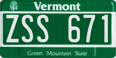 VT license plate ZSS671