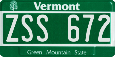 VT license plate ZSS672