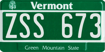 VT license plate ZSS673