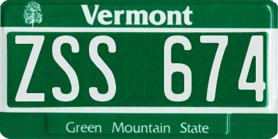 VT license plate ZSS674