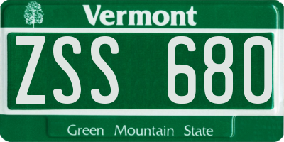 VT license plate ZSS680
