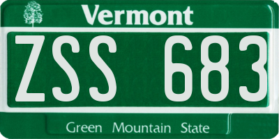 VT license plate ZSS683