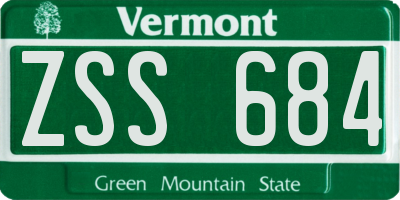 VT license plate ZSS684
