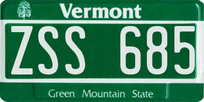 VT license plate ZSS685