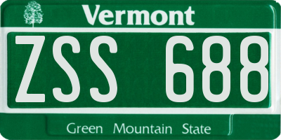 VT license plate ZSS688