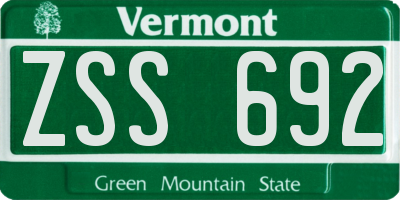 VT license plate ZSS692