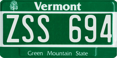 VT license plate ZSS694