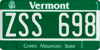 VT license plate ZSS698