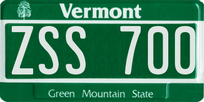VT license plate ZSS700