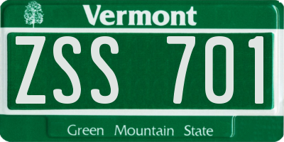 VT license plate ZSS701