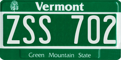 VT license plate ZSS702