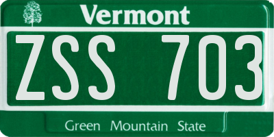 VT license plate ZSS703