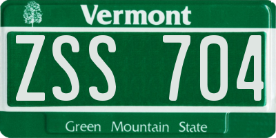VT license plate ZSS704