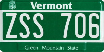 VT license plate ZSS706