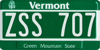 VT license plate ZSS707